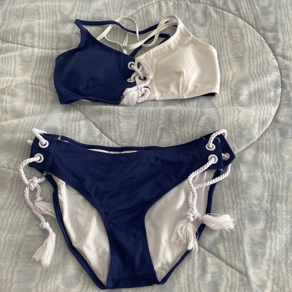 Brand new Venus navy and white bikini